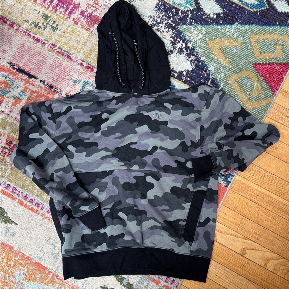 Camouflage Hoodie with Black Accents